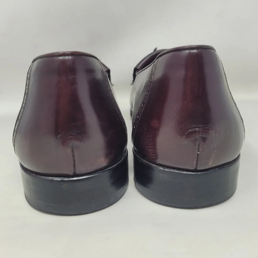 Mezlan Loafers 9.5M Burgundy Lizard Leather Riva Tassel Kiltie Luxury Old Money